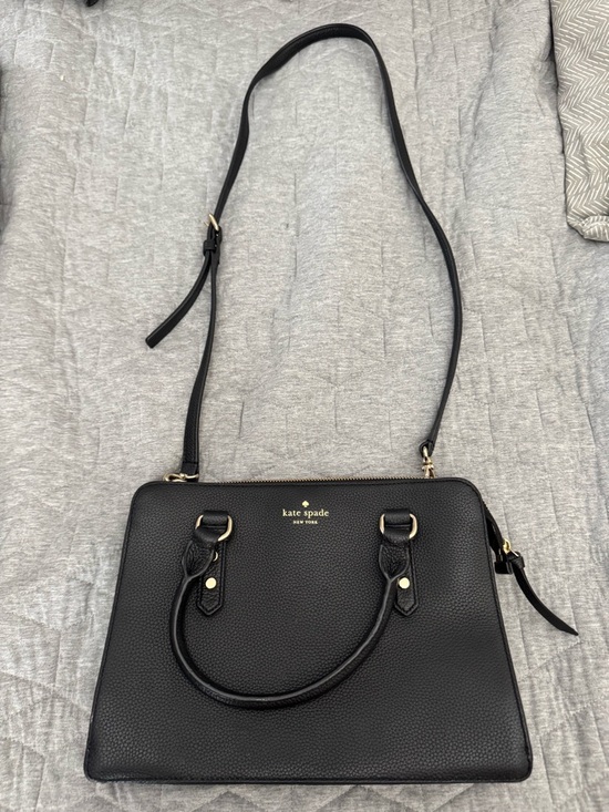 kate spade Handbags - kate spade Black Pebbled Leather Double-Handle Satchel with Gold Hardware